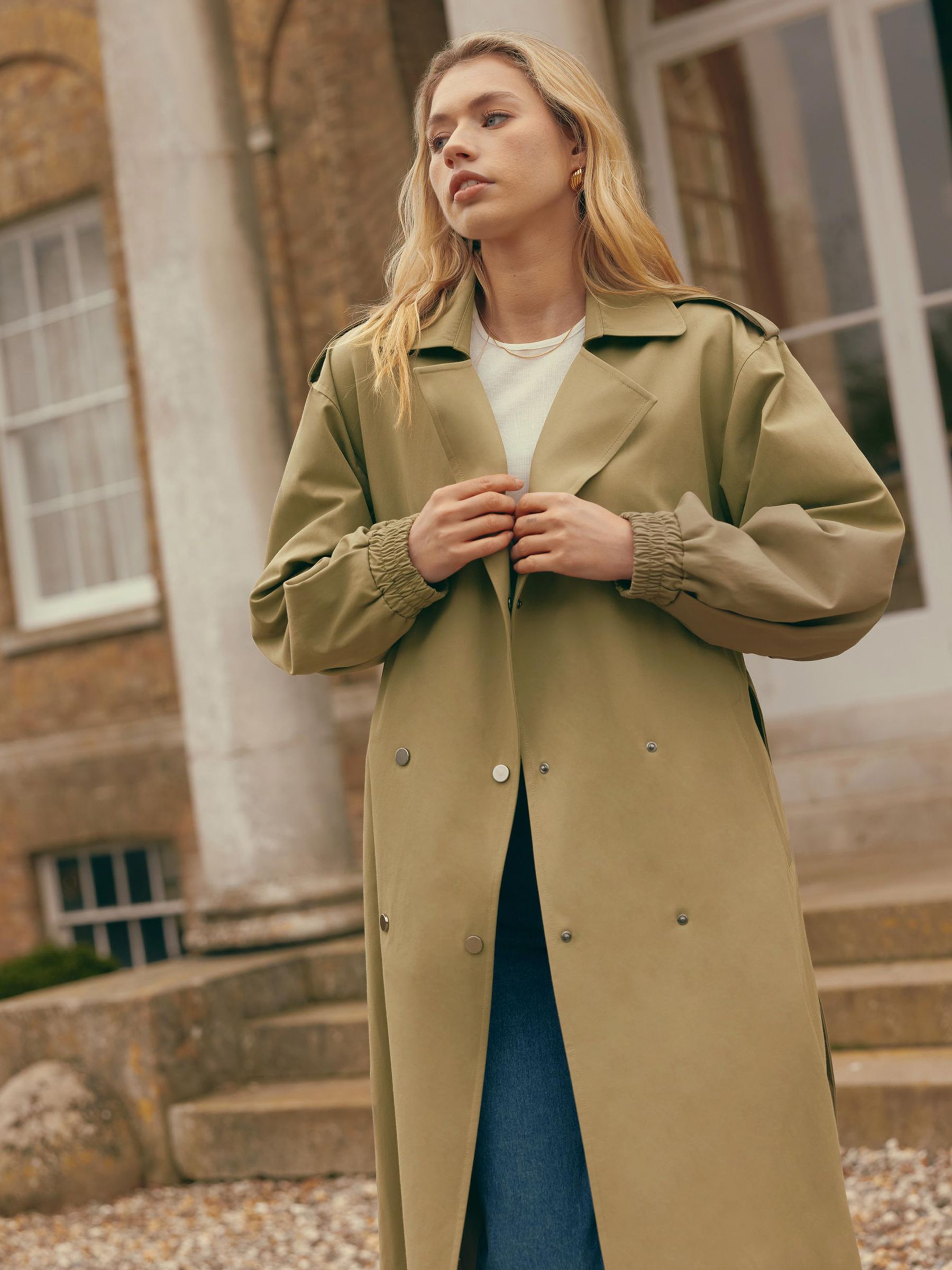Buy Ro&Zo Olive Belted Trench Coat, Green Online at johnlewis.com