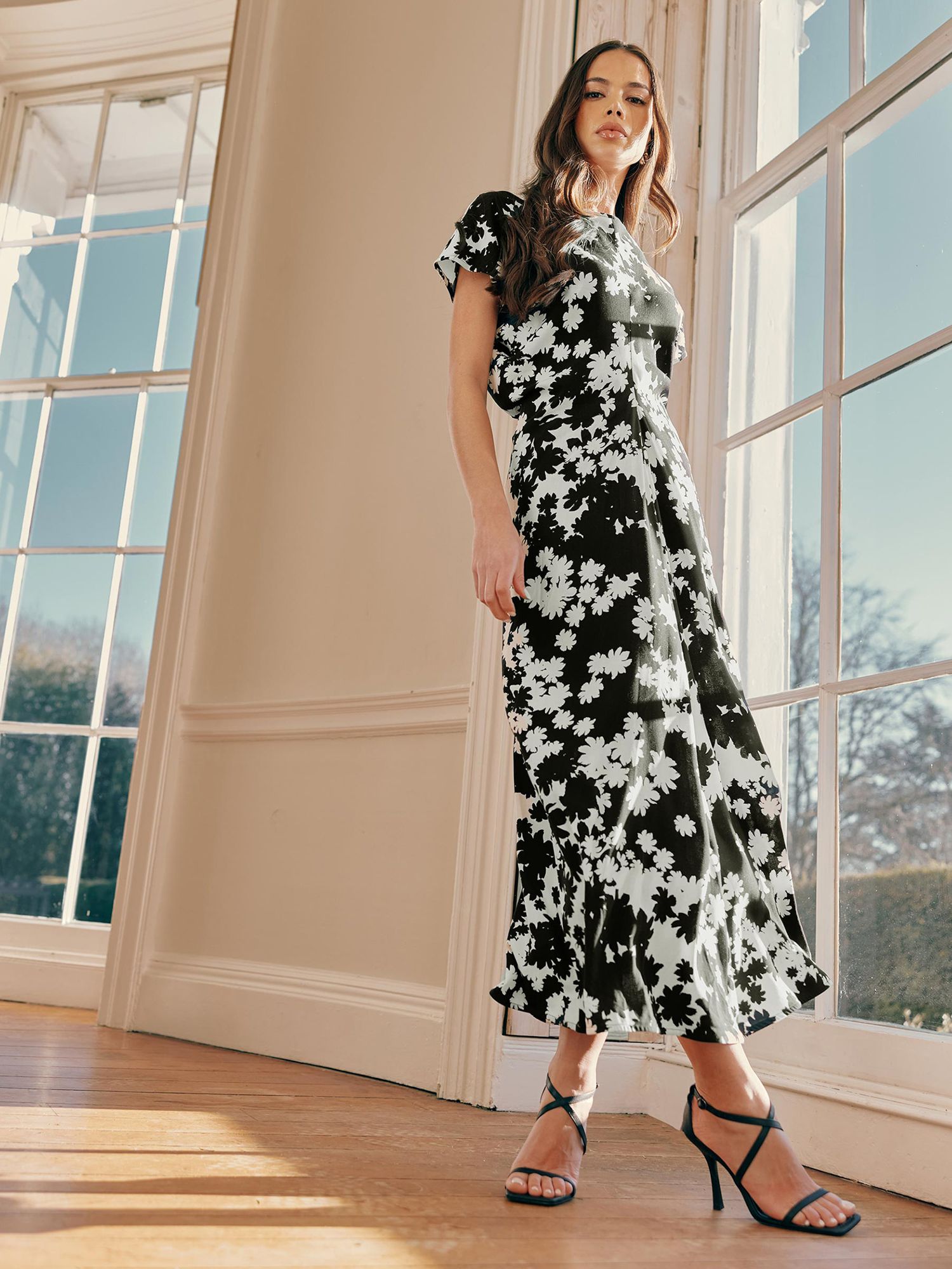 Buy Ro&Zo Harper Floral Maxi Dress, Black/White Online at johnlewis.com