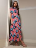 Ro&Zo Scarlett Floral Print Twist Neck Maxi Dress, Pink/Multi