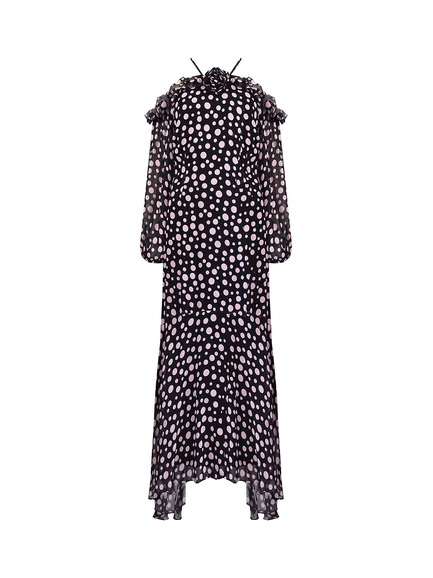 Buy Ro&Zo Arianna Polka Dot Asymmetric Midaxi Dress, Black Online at johnlewis.com