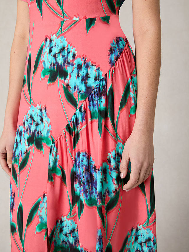 Ro&Zo Petite Scarlett Floral Print Twist Neck Maxi Dress, Pink/Multi