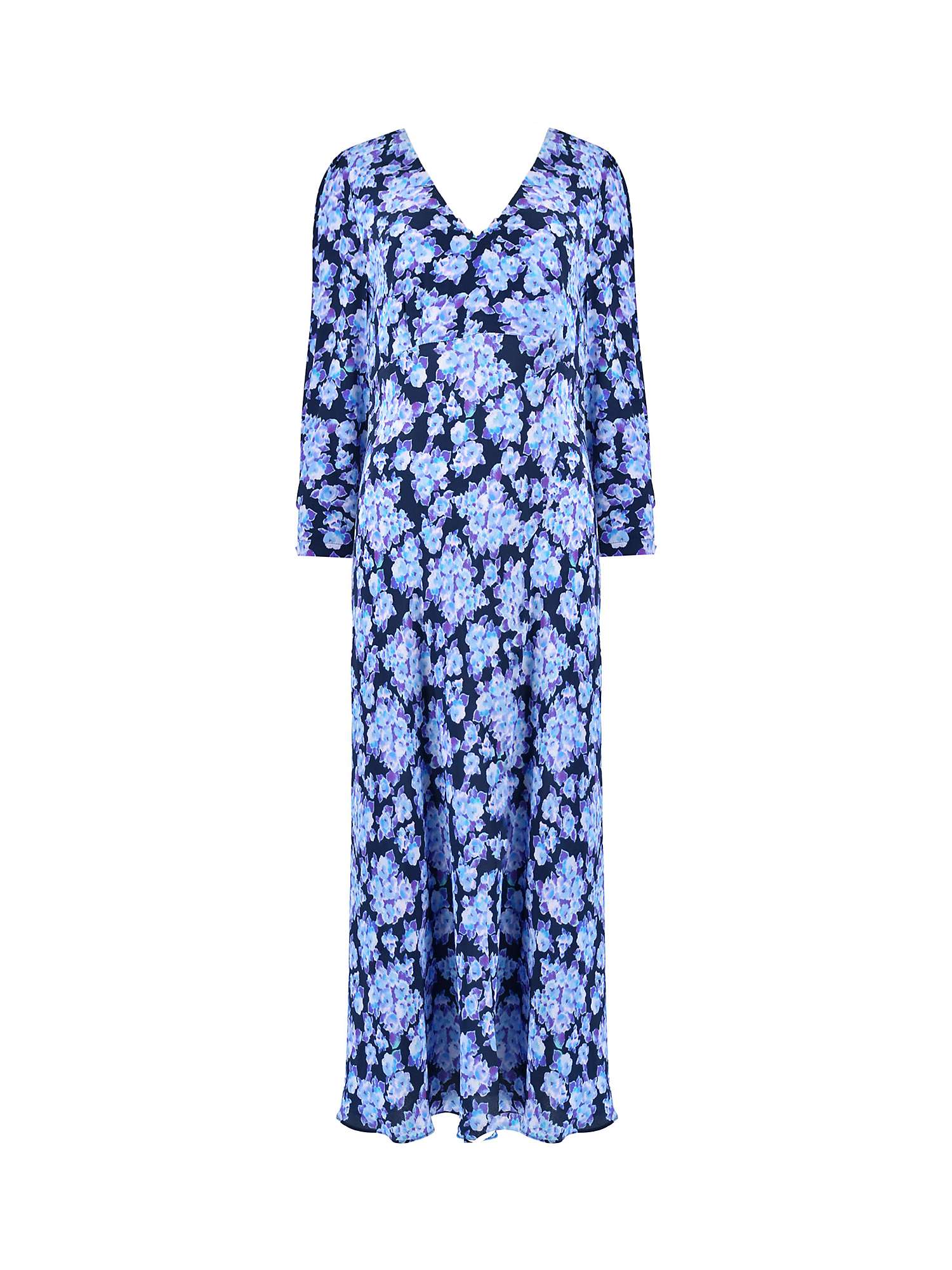 Buy Ro&Zo Blurred Floral V-Neck Midi Dress, Blue/Multi, Blue/Multi Online at johnlewis.com