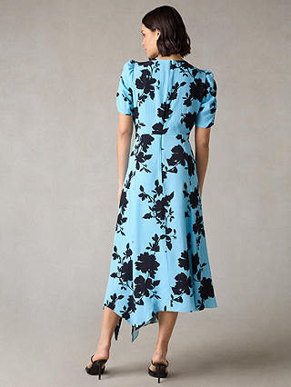 Ro&Zo Petite Luna Shadow Floral Print Midi Dress, Pale Blue