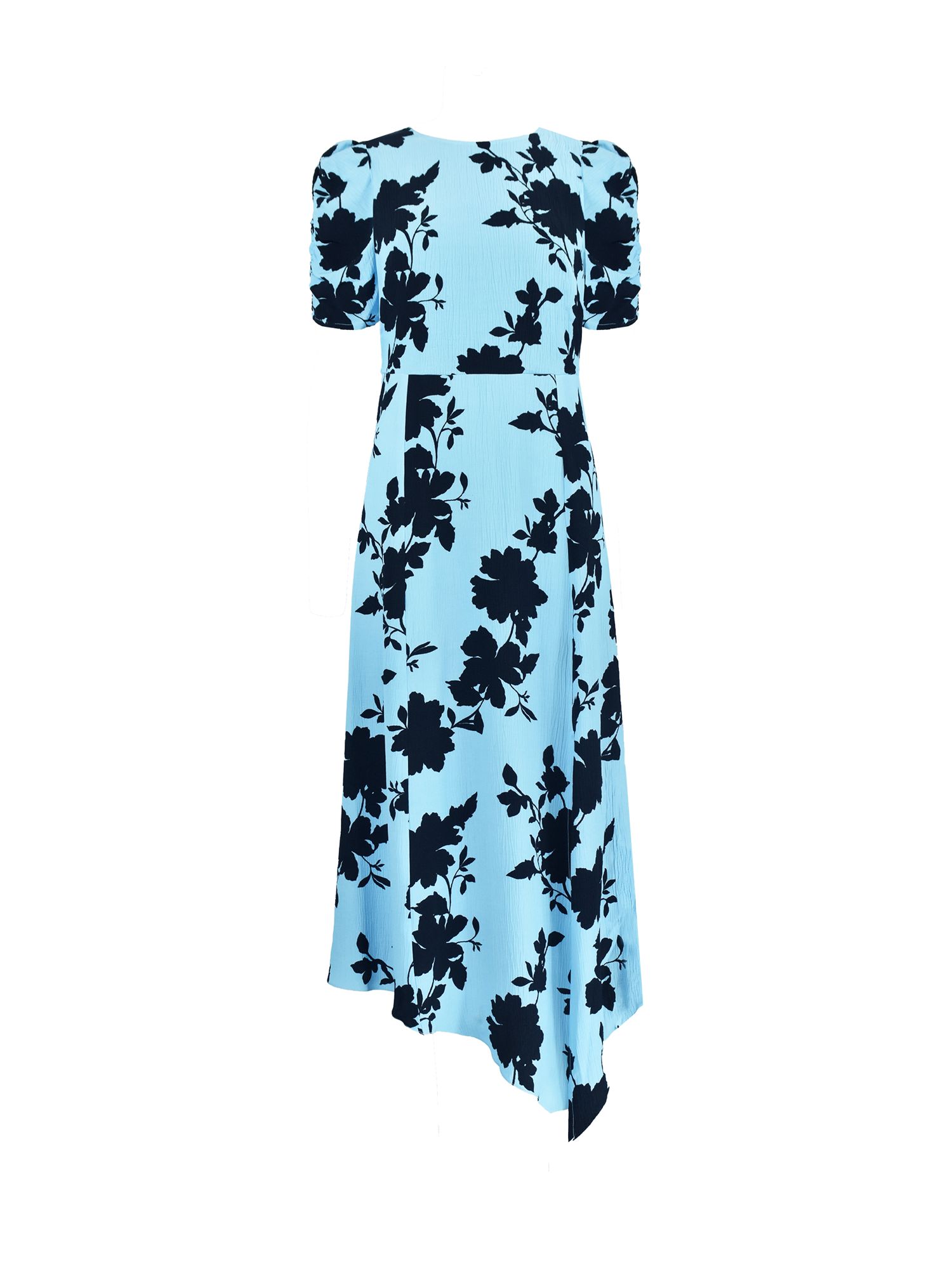 Ro&Zo Petite Luna Shadow Floral Print Midi Dress, Pale Blue, 6