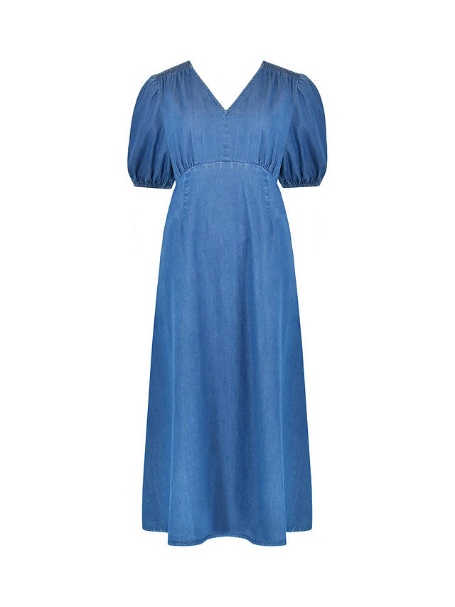 Ro&Zo Shirred Shoulder Midi Dress, Blue