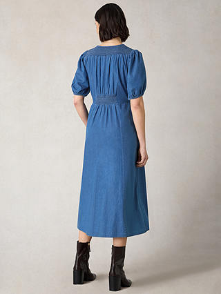 Ro&Zo Petite Shirred Shoulder Midi Dress, Blue