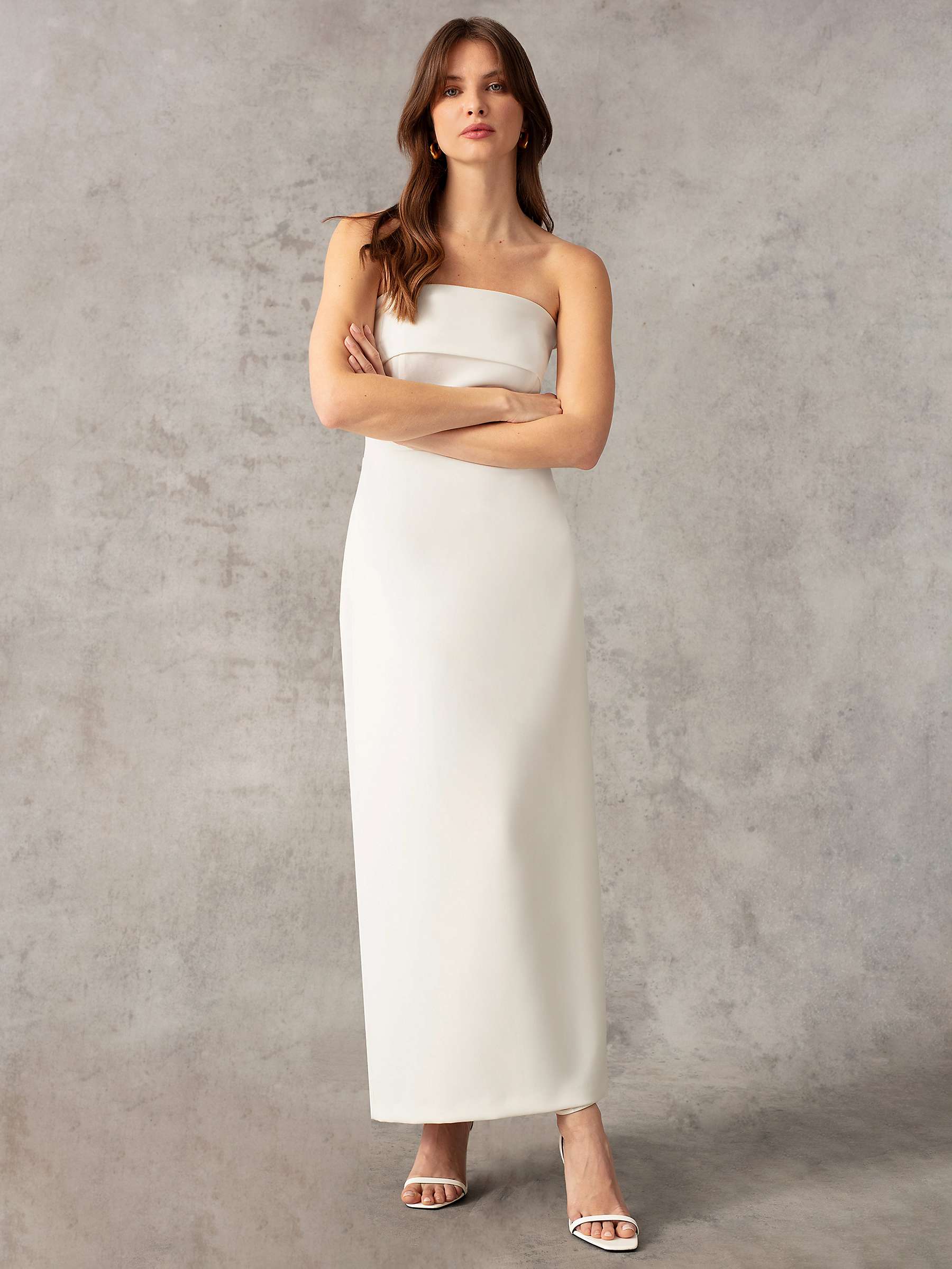 Buy Ro&Zo Crepe Boned Bandeau Maxi Dress, White Online at johnlewis.com