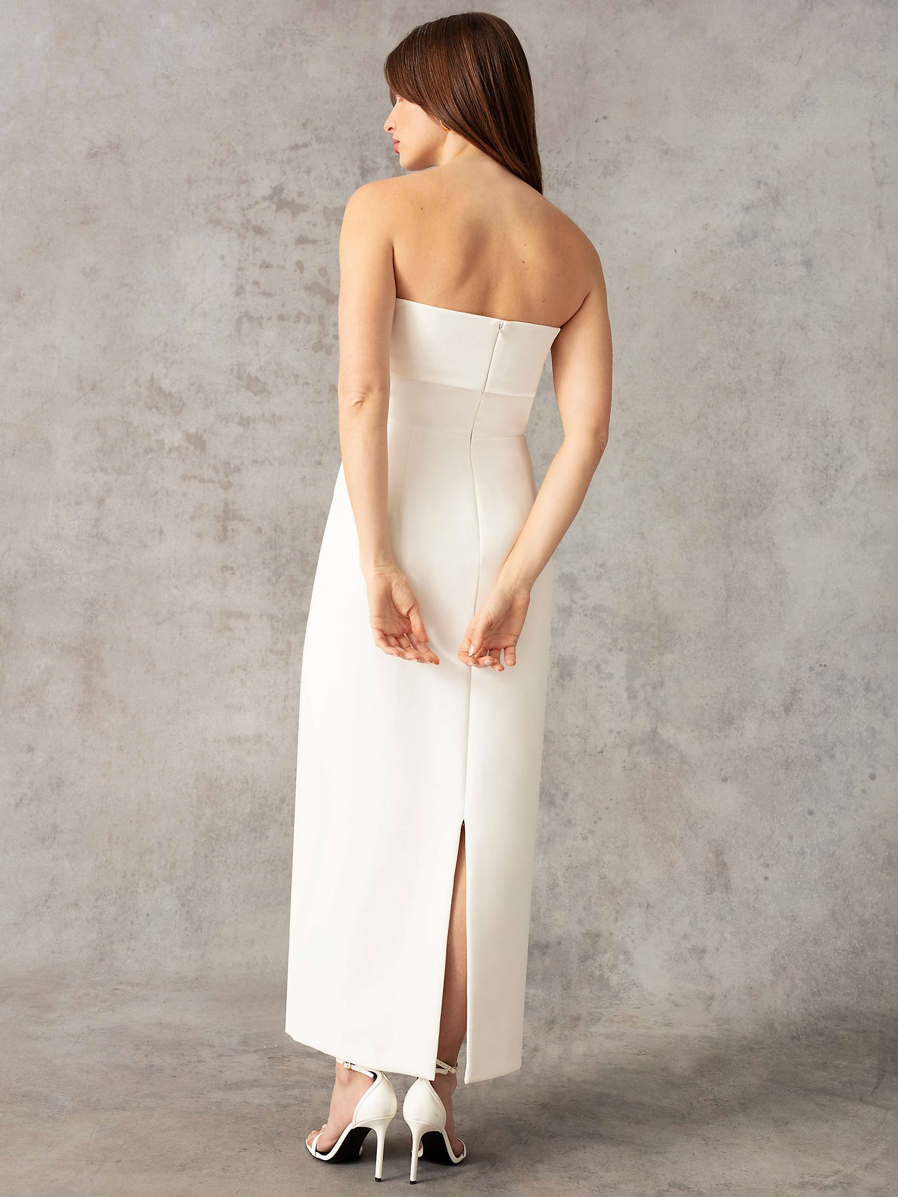 Buy Ro&Zo Crepe Boned Bandeau Maxi Dress, White Online at johnlewis.com