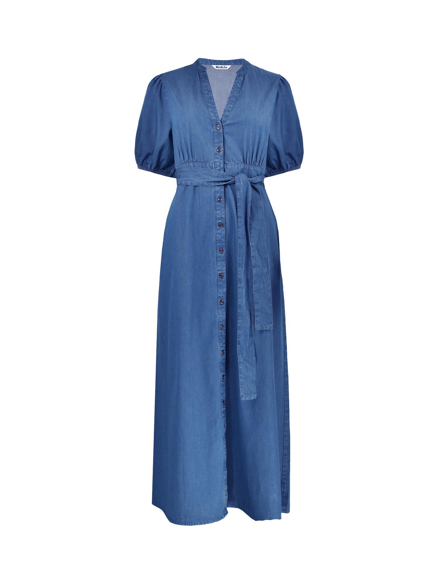 Buy Ro&Zo Tie Waist Tencel Shirt Dress, Blue Online at johnlewis.com