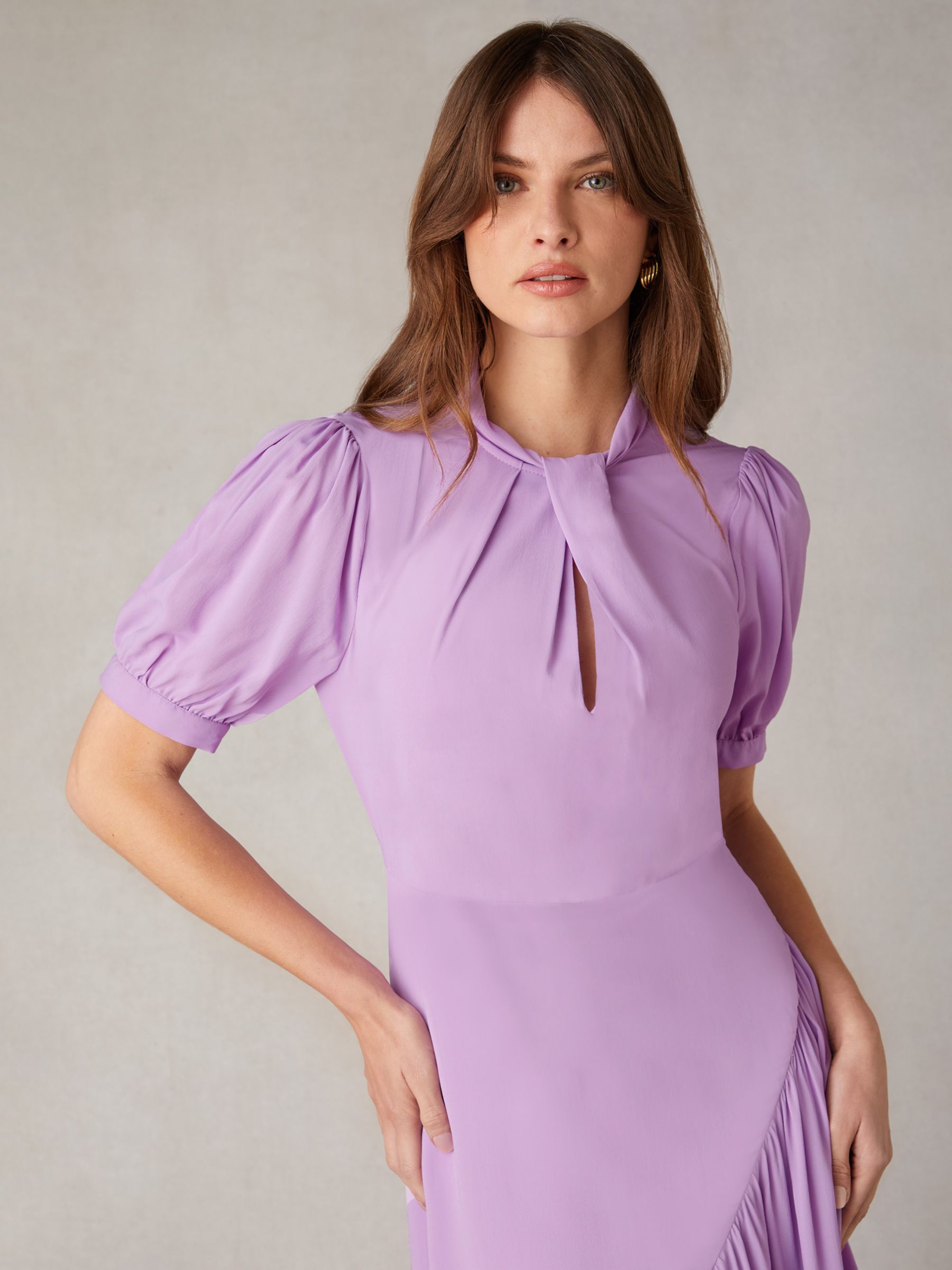 Buy Ro&Zo Scarlett Twist Neck Dress, Purple Online at johnlewis.com