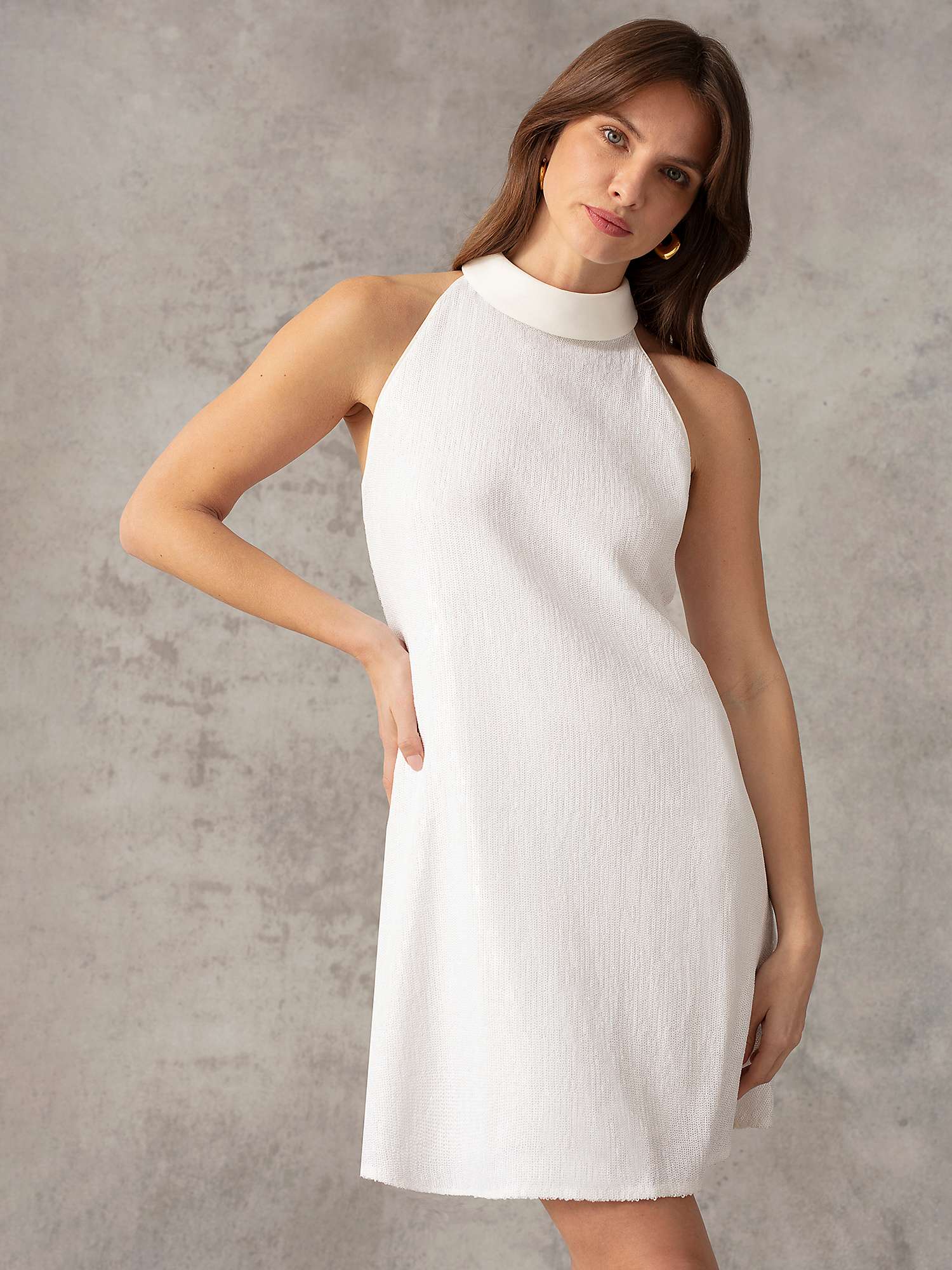 Buy Ro&Zo Sequin Halterneck Mini Dress, White Online at johnlewis.com