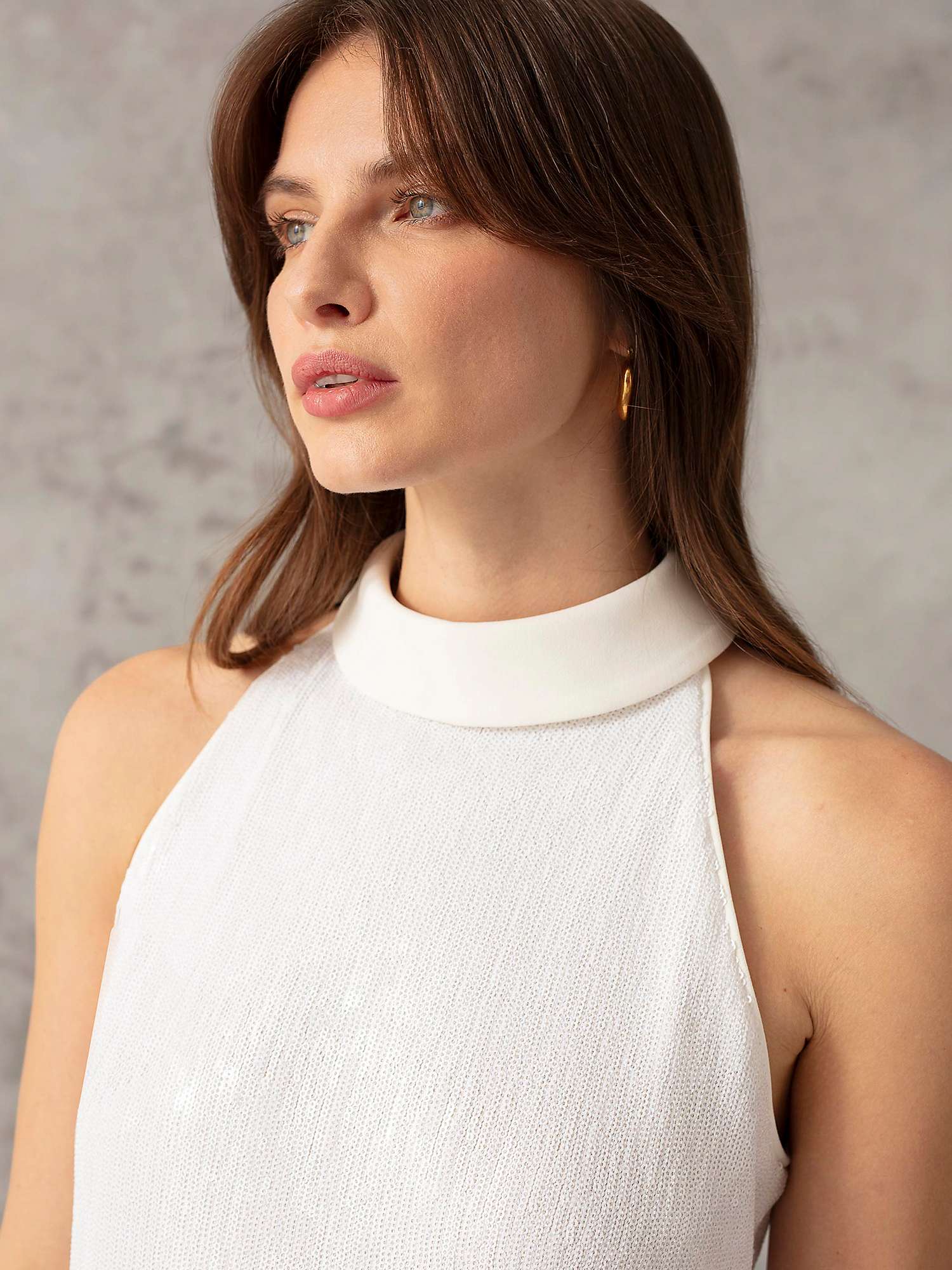Buy Ro&Zo Sequin Halterneck Mini Dress, White Online at johnlewis.com