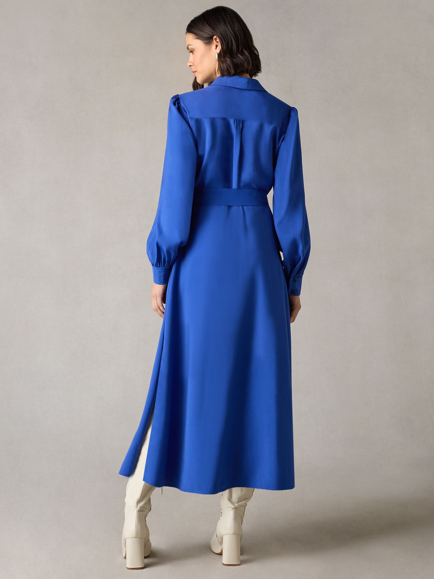 Ro&Zo Petite Pocket Detail Midi Shirt Dress, Cobalt, 6