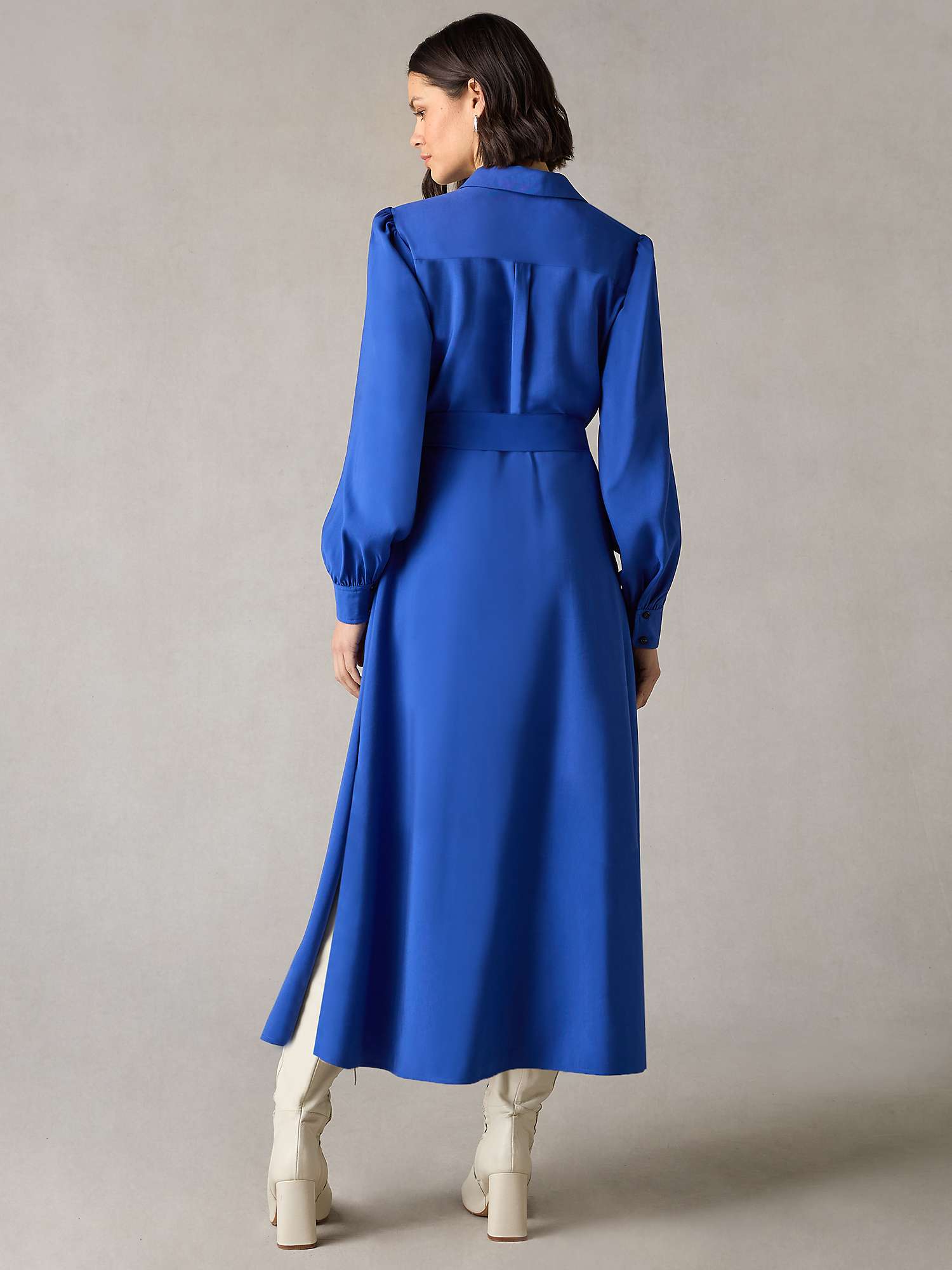 Buy Ro&Zo Petite Pocket Detail Midi Shirt Dress, Cobalt Online at johnlewis.com