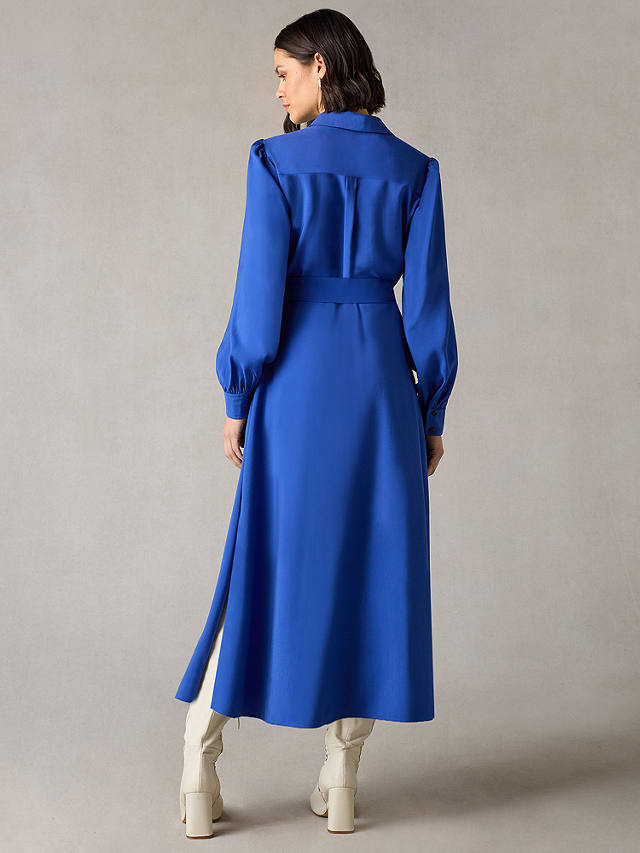 Ro&Zo Petite Pocket Detail Midi Shirt Dress, Cobalt