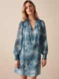 Ro&Zo Leopard Print Shirred Shoulder Mini Dress, Blue