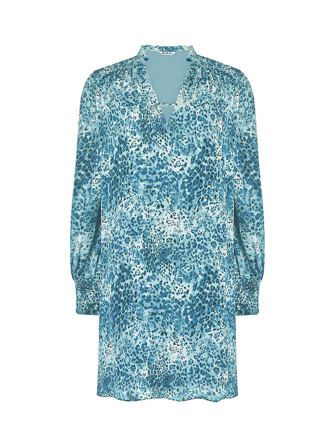 Buy Ro&Zo Leopard Print Shirred Shoulder Mini Dress, Blue Online at johnlewis.com