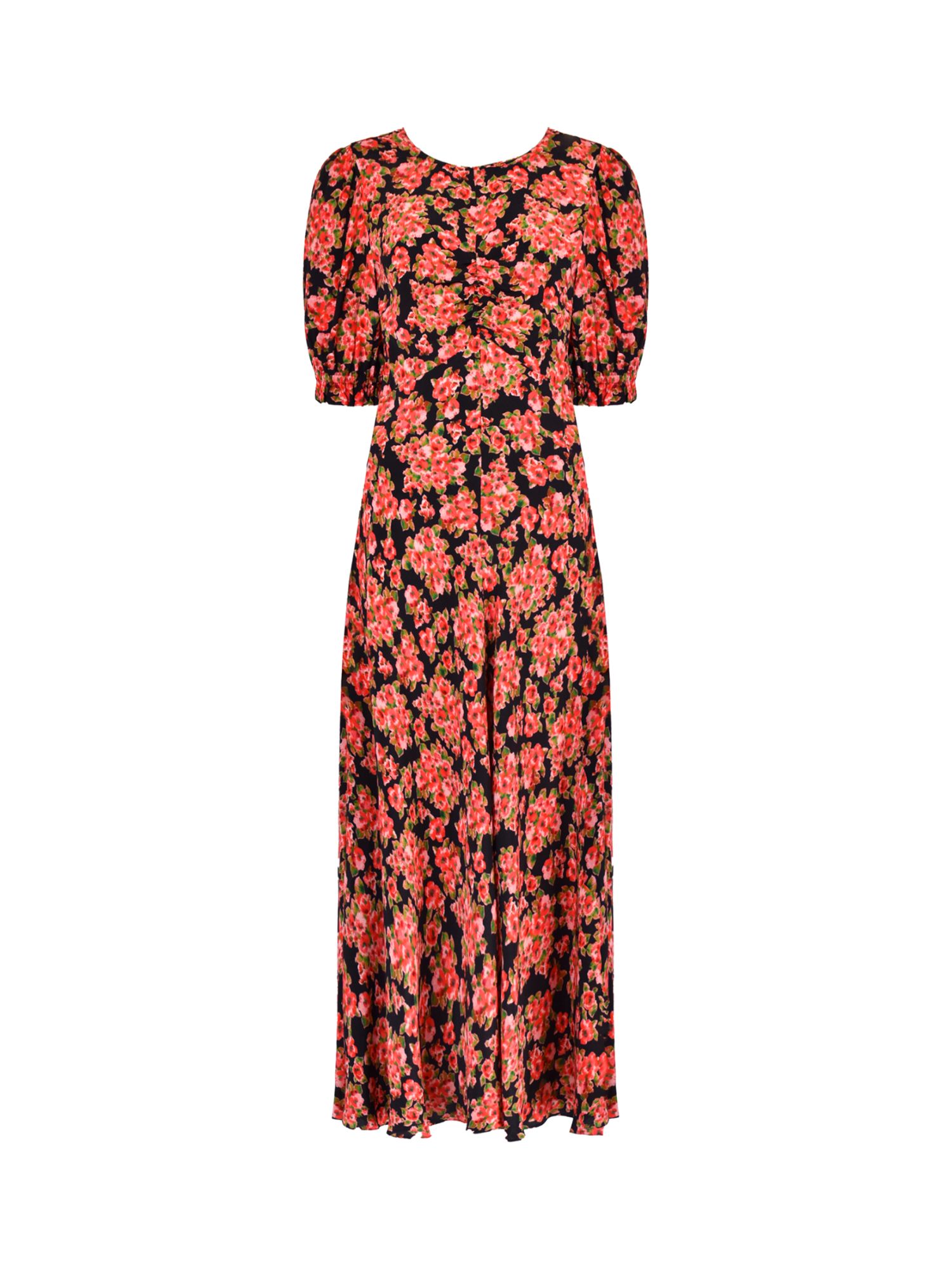 Buy Ro&Zo Red Rose Print Ruched Front Midi Dress, Multi Online at johnlewis.com