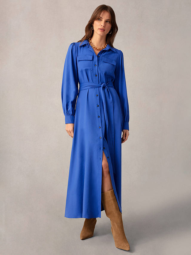 Ro&Zo Volume Sleeve Midi Shirt Dress, Blue