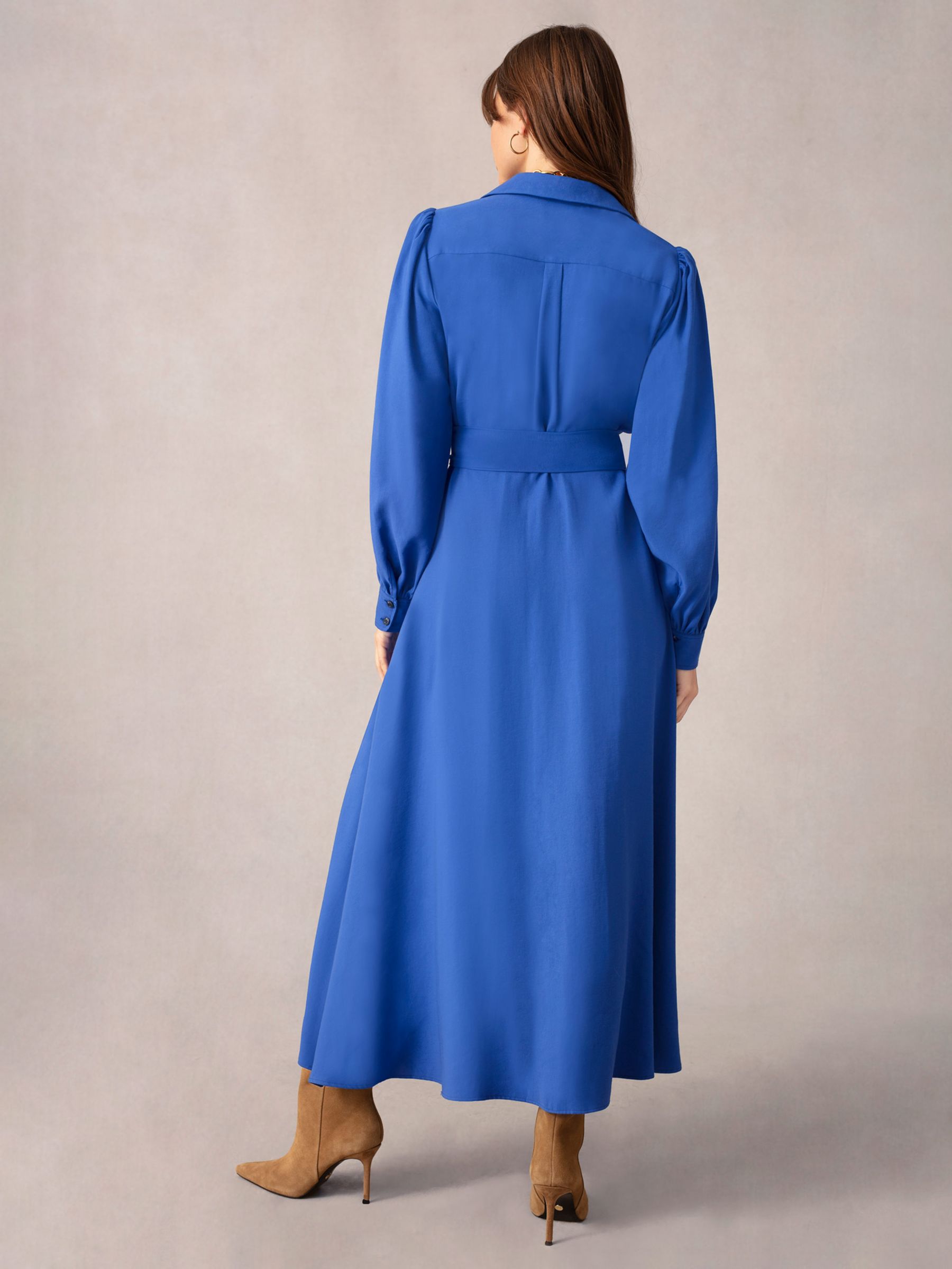 Buy Ro&Zo Volume Sleeve Midi Shirt Dress, Blue Online at johnlewis.com