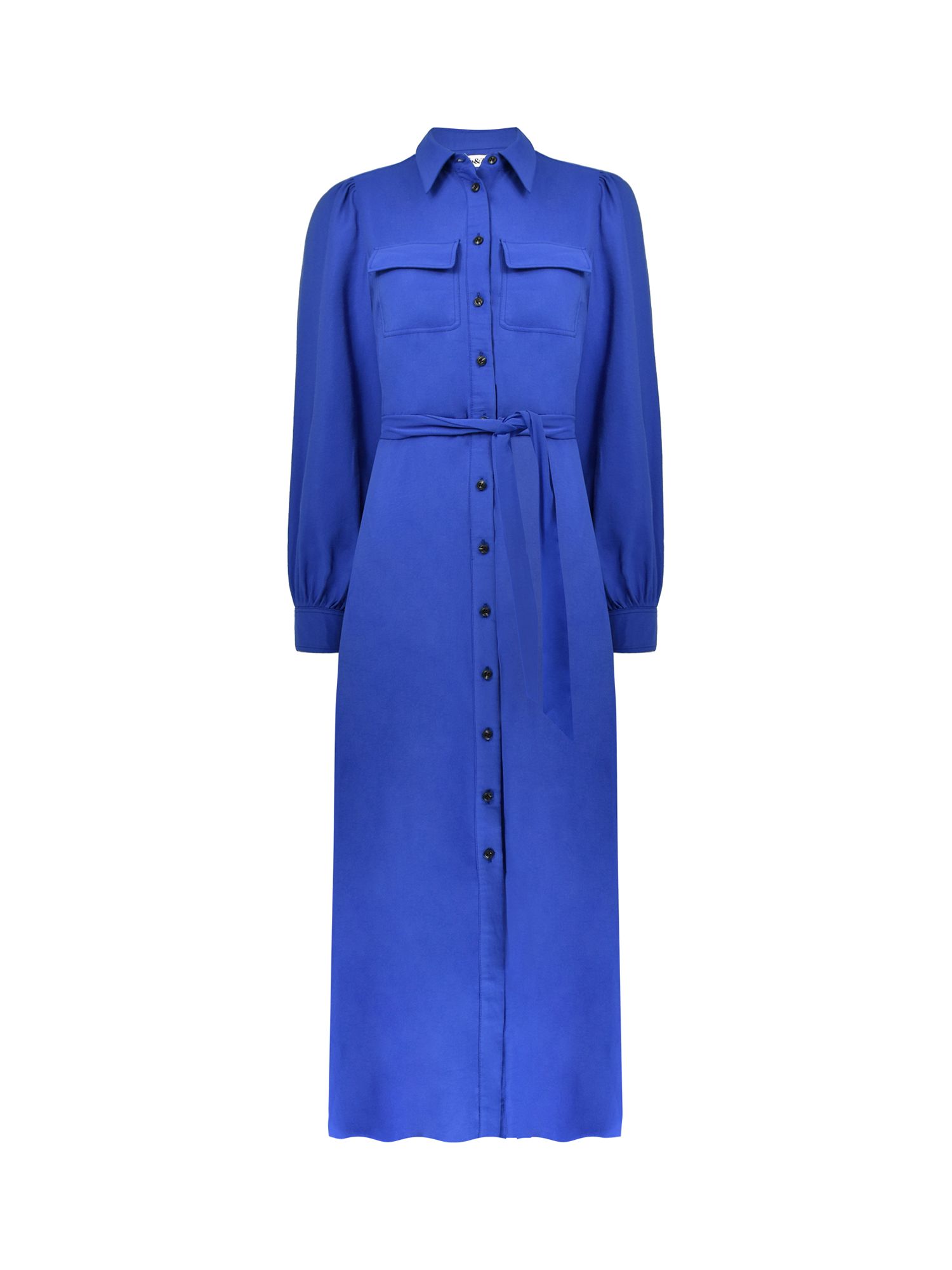 Ro&Zo Volume Sleeve Midi Shirt Dress, Blue at John Lewis & Partners