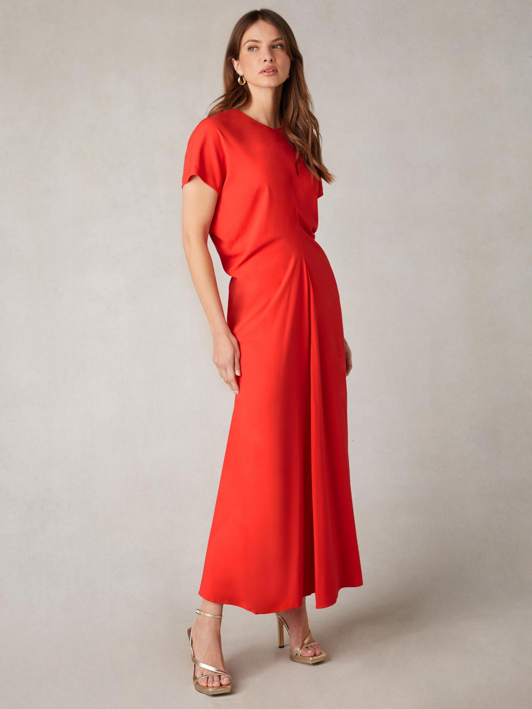Ro&Zo Harper Flutter Sleeve Maxi Dress, Red, 14