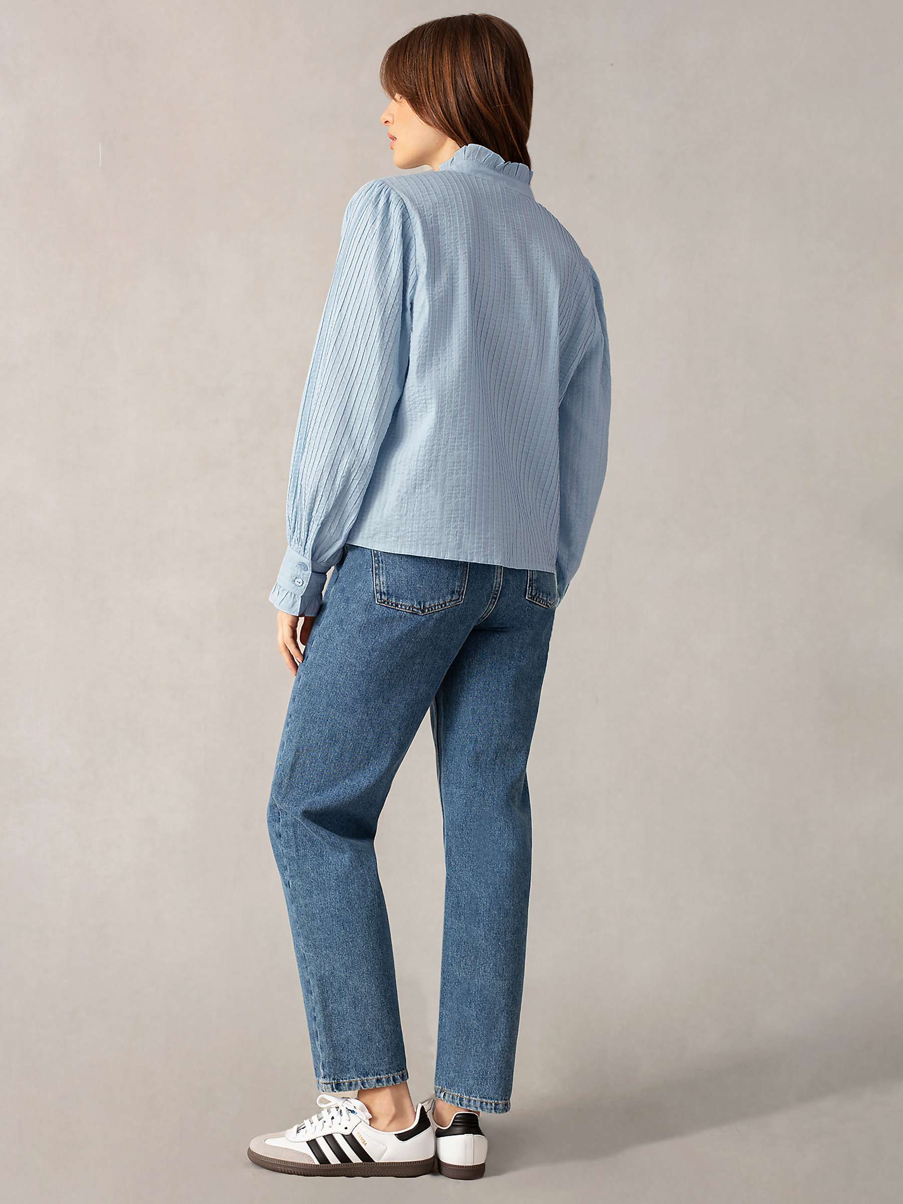 Buy Ro&Zo Cotton Pintuck Blouse, Blue Online at johnlewis.com