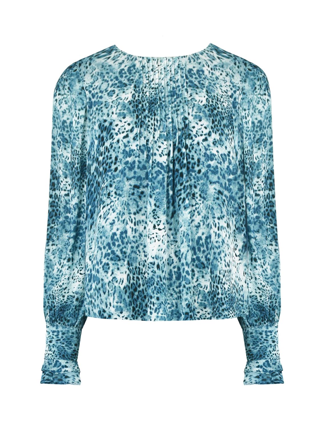 Ro&Zo Leopard Print Pintuck Blouse, Blue