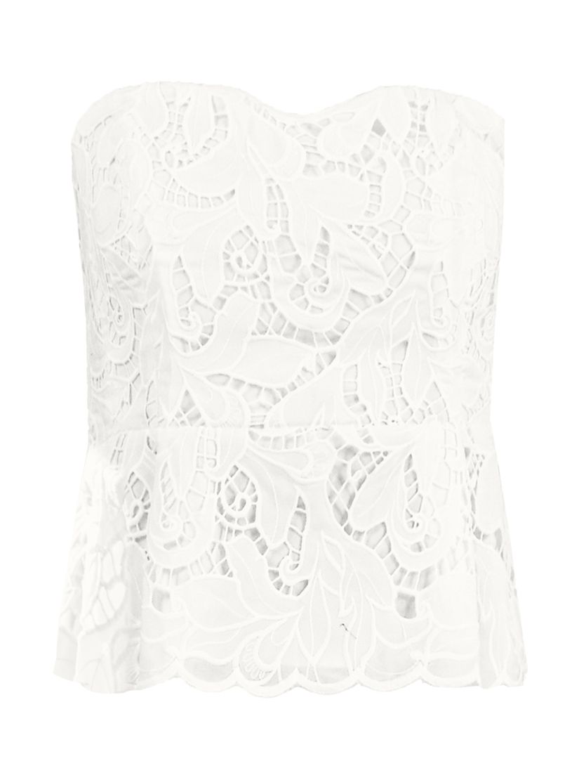 Ro&Zo Lace Bustier Top, White, 6