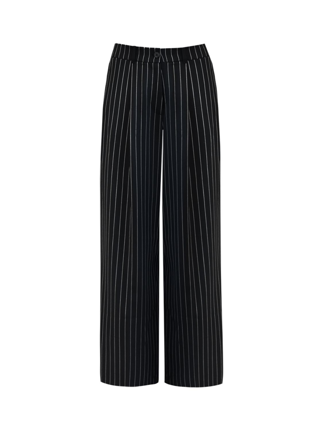 Ro&Zo Petite Pinstripe Wide Leg Trousers, Navy, 6