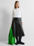 SELECTED FEMME Leather Midi Skirt, Black