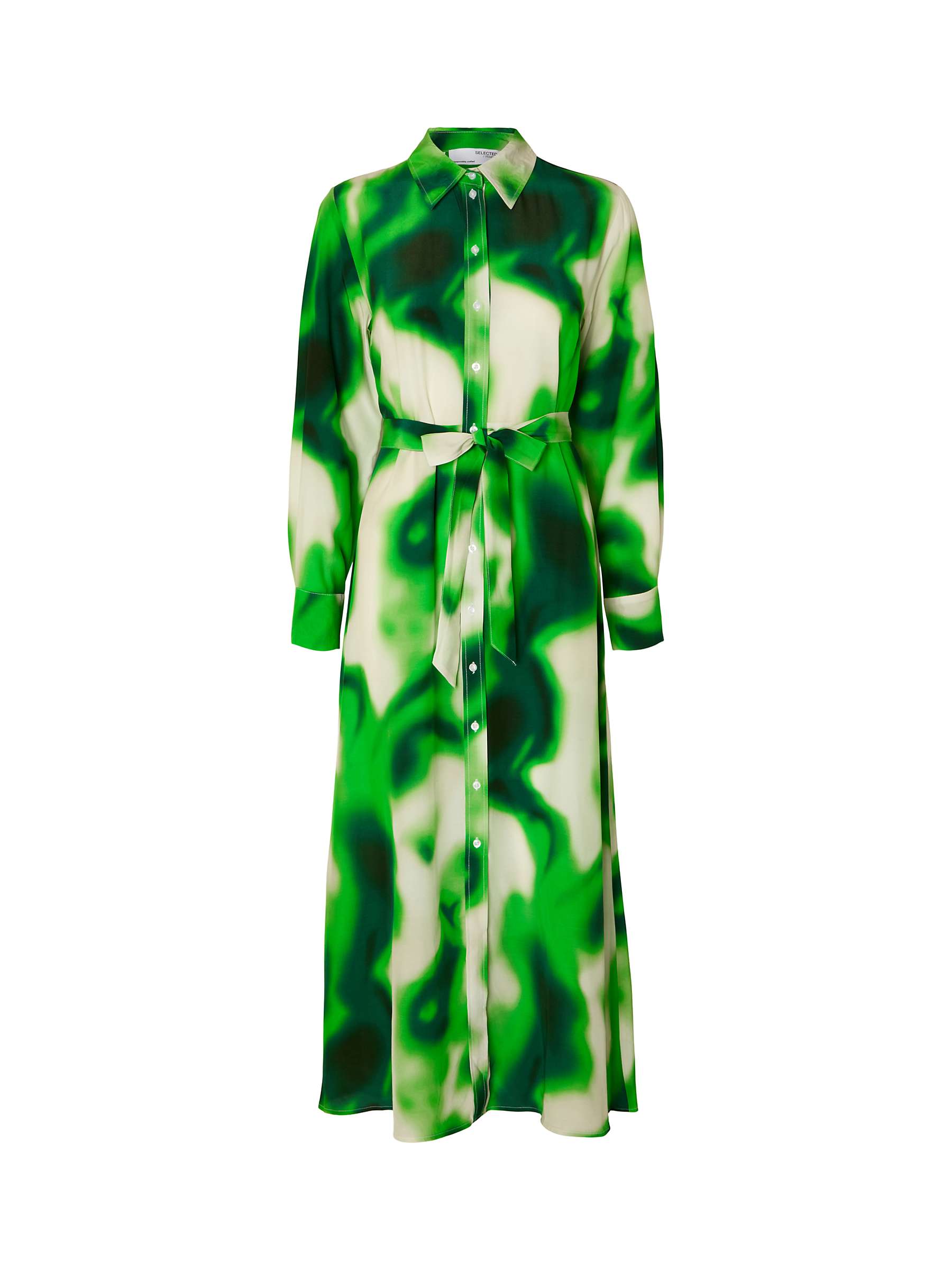 Buy SELECTED FEMME Claudine Abstract Print Maxi Shirt Dress, Green/Multi Online at johnlewis.com
