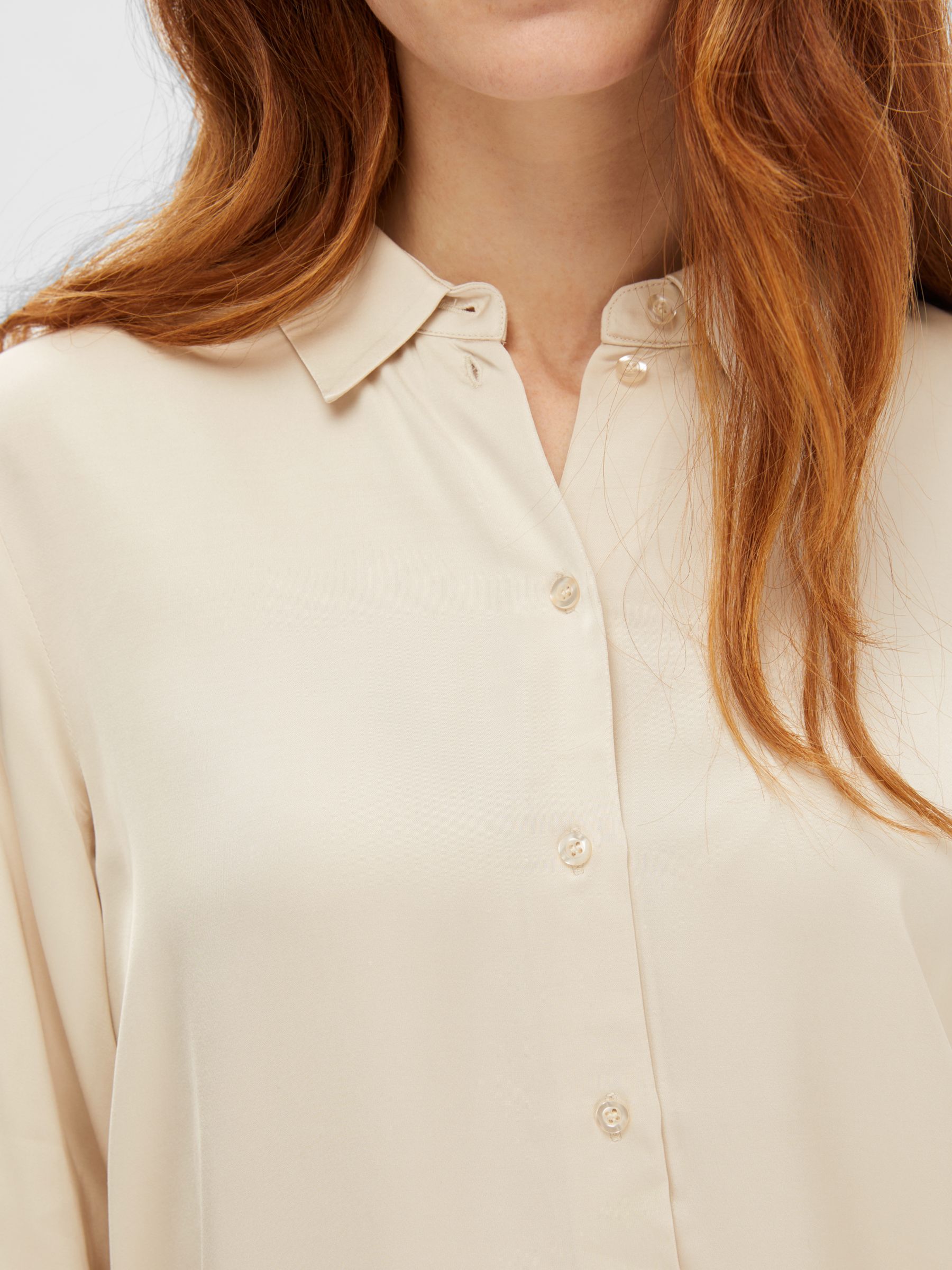 Buy SELECTED FEMME Franzis Long Sleeve Shirt, Birch Online at johnlewis.com