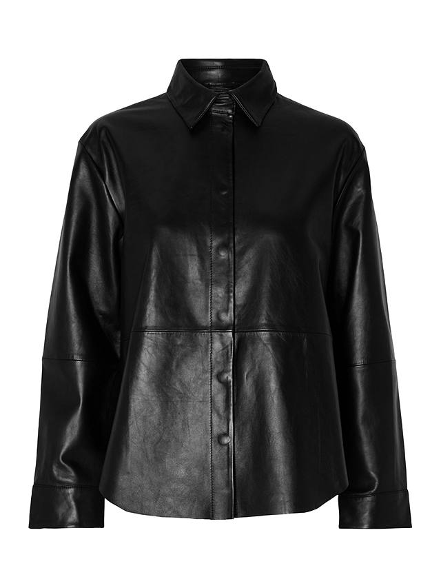 SELECTED FEMME Valli Leather Shirt, Black