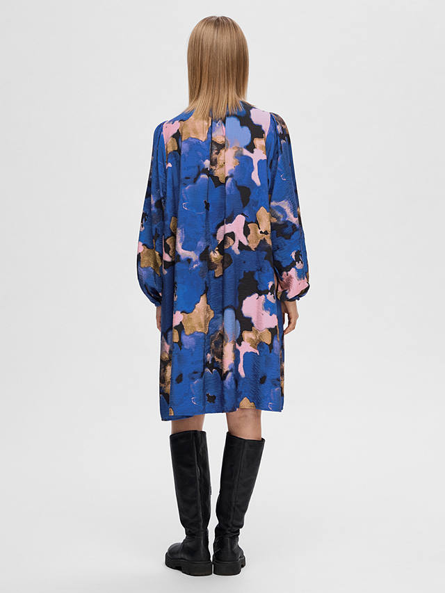 SELECTED FEMME Mariet Abstract Print Dress, Dark Sapphire/Multi