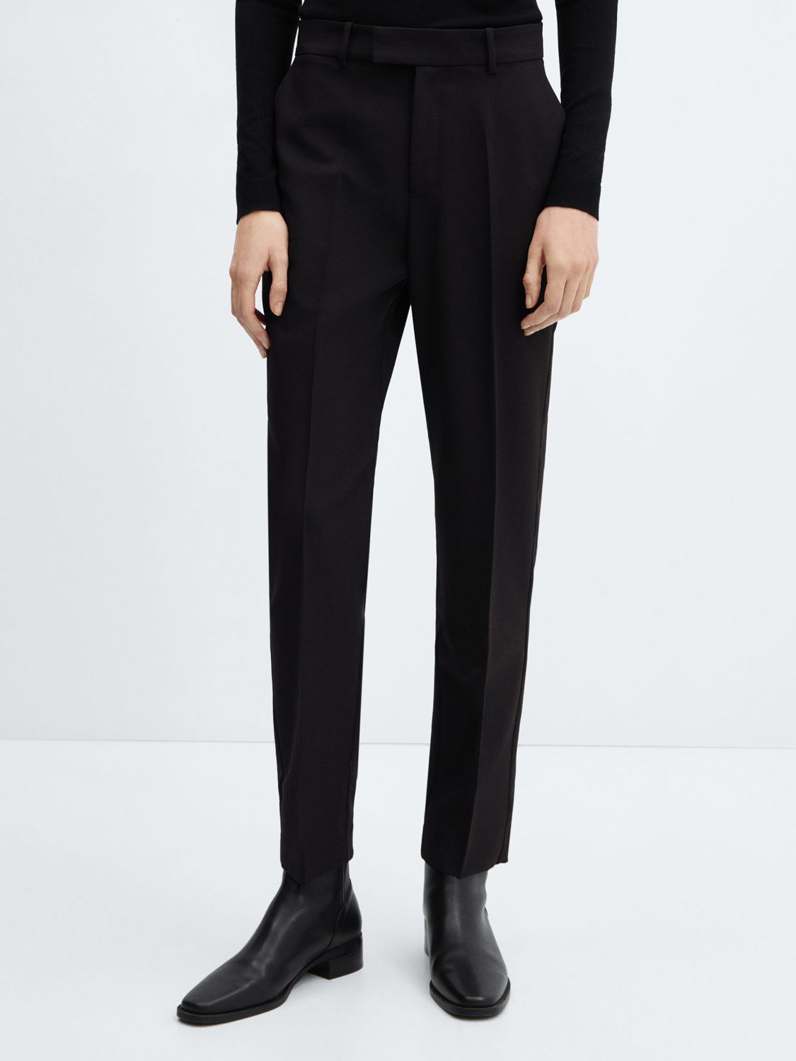 Mango Straight Suit Trousers, Black at John Lewis & Partners