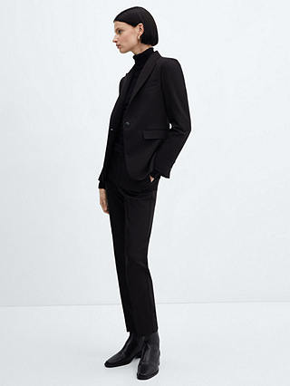 Mango Straight Suit Trousers, Black