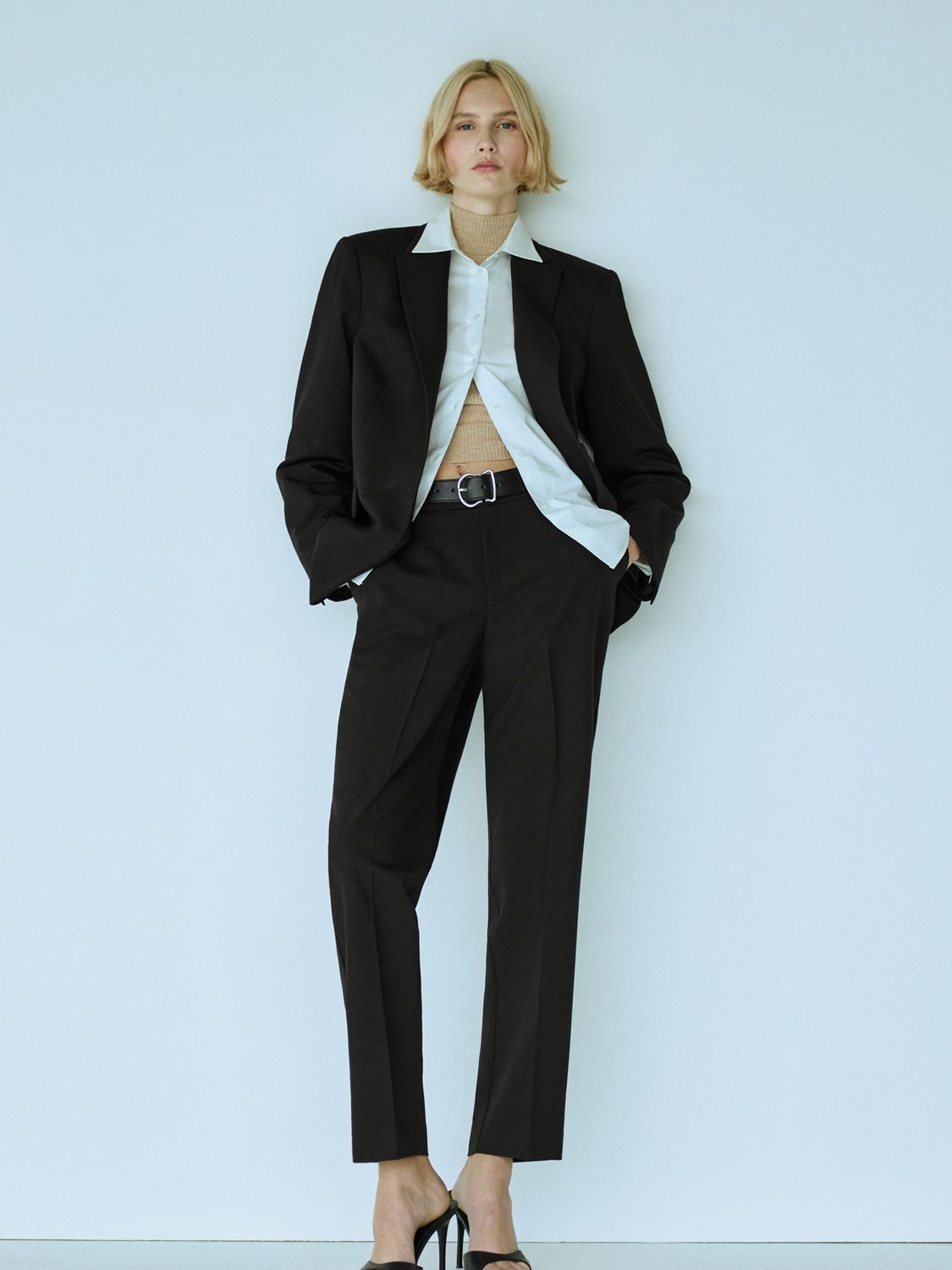 Mango Straight Suit Trousers, Black at John Lewis & Partners