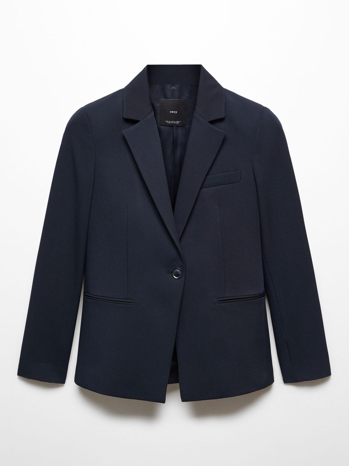 Mango Boreal Fitted Suit Jacket, Navy at John Lewis & Partners