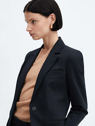 Mango Boreal Fitted Suit Jacket, Navy