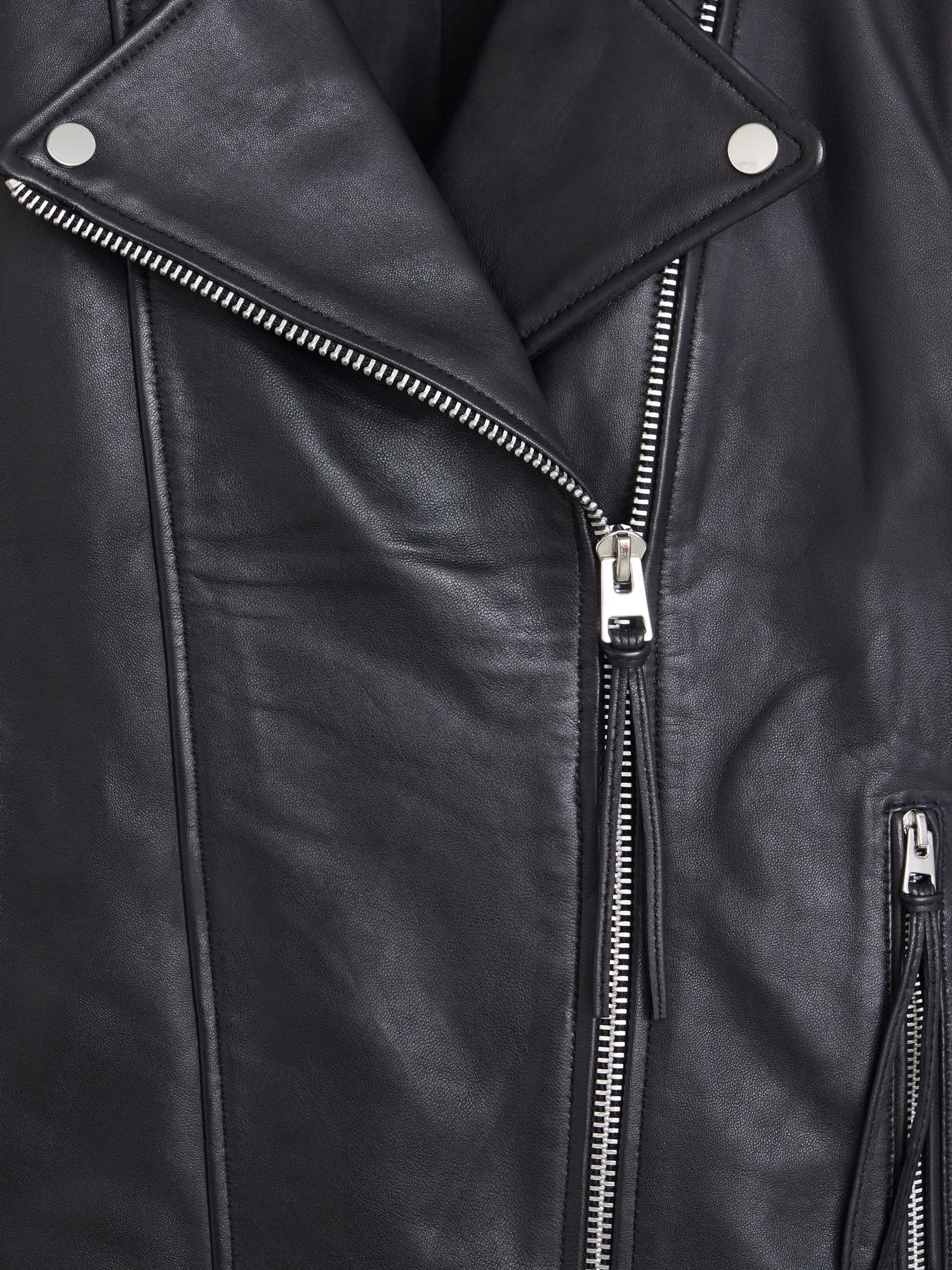 Buy Mango Perfect Leather Biker Jacket, Black Online at johnlewis.com