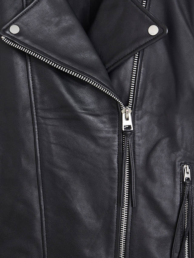 Mango Perfect Leather Biker Jacket, Black