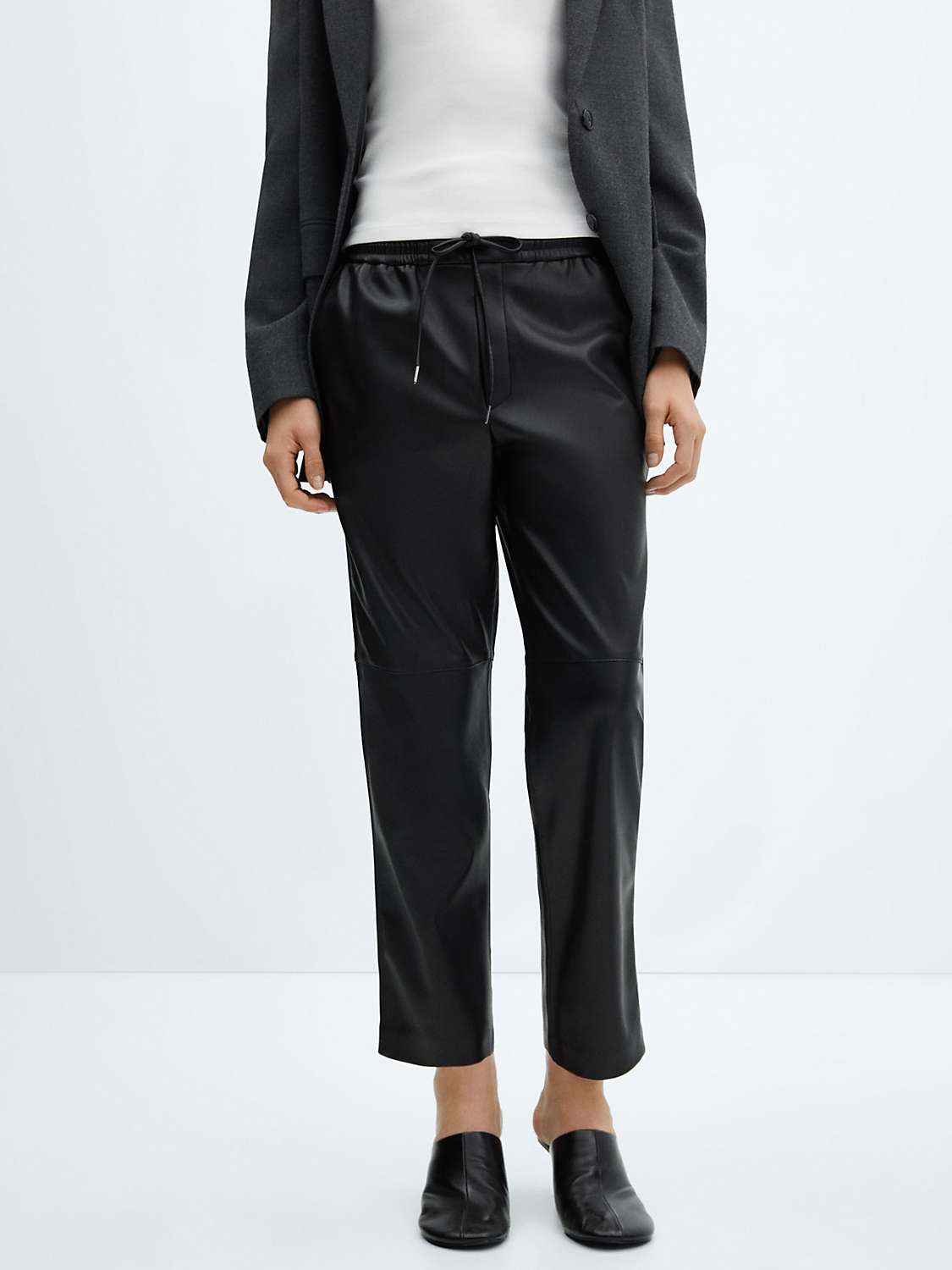 Buy Mango Apple Faux Leather Trousers, Black Online at johnlewis.com