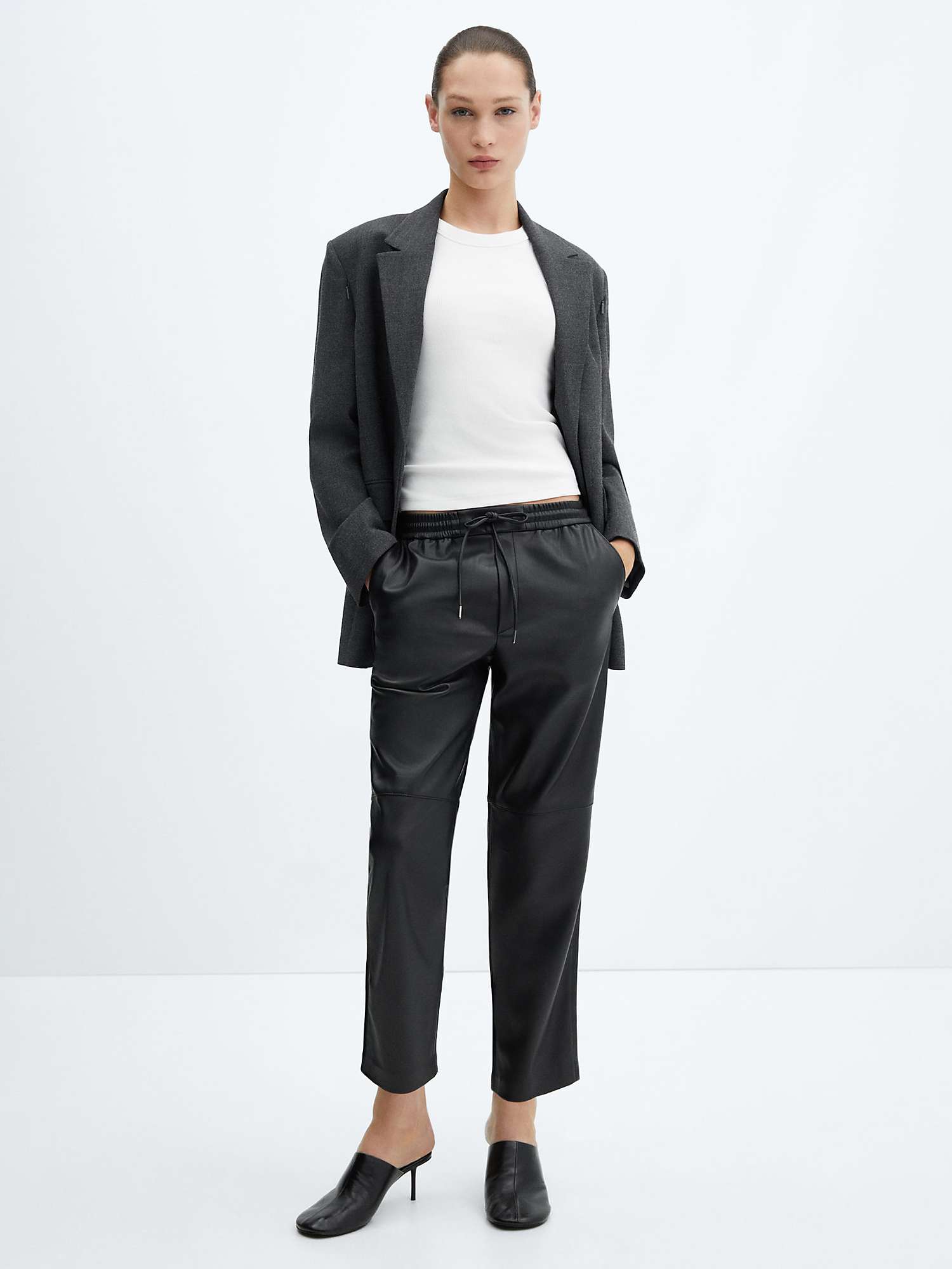 Buy Mango Apple Faux Leather Trousers, Black Online at johnlewis.com