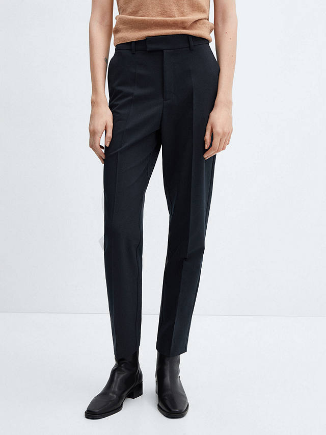 Mango Boreal Straight Leg Suit Trousers, Navy