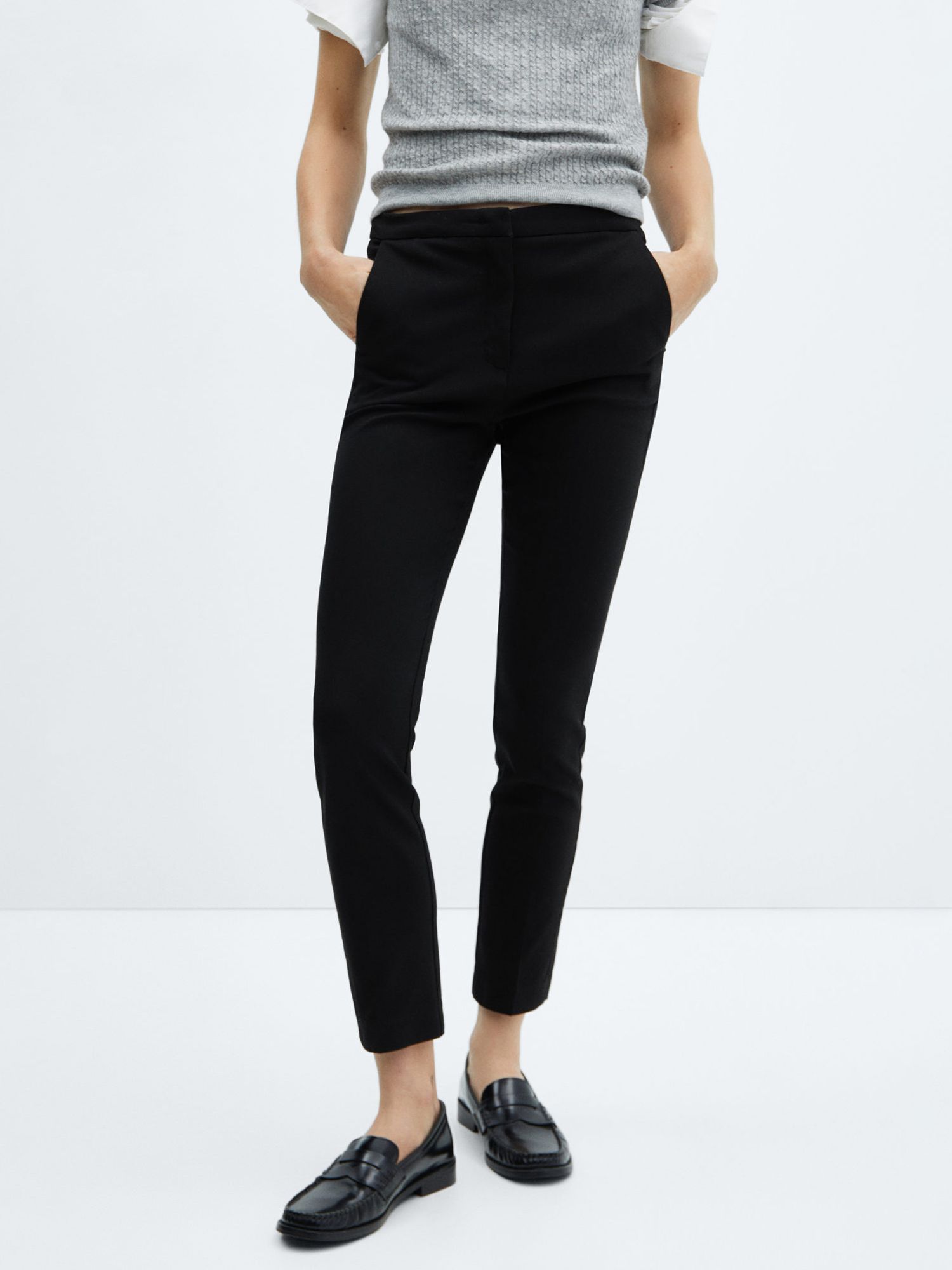 Black Tapered Ankle Grazer Trousers