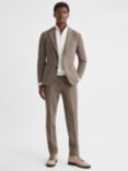 Reiss Wall Tailored Fit Single Breasted Moleskin Blazer, Brown