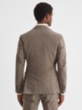 Reiss Wall Tailored Fit Single Breasted Moleskin Blazer, Brown, Brown