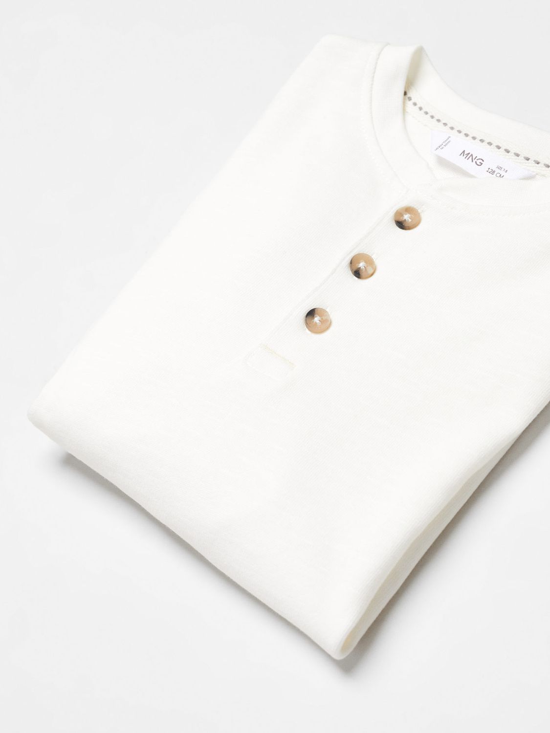 Mango Kids' Henley Buttoned Long Sleeve T-Shirt at John Lewis & Partners