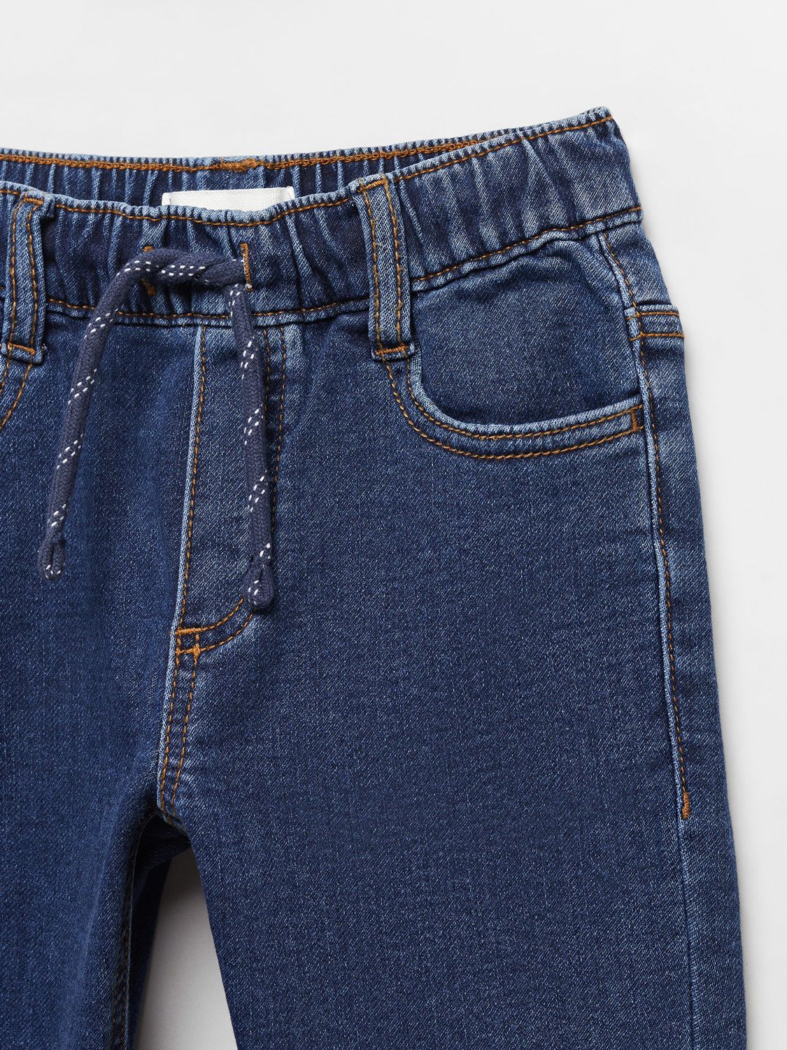Mango Kids' Comfy Drawstring Waist Jeans, Open Blue, 10 years